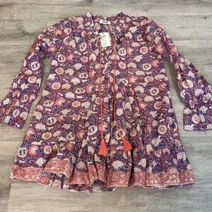 SLV Sur La Vague Blouse Mini Dress/Boho tassels NWT OS petite S/M petite
